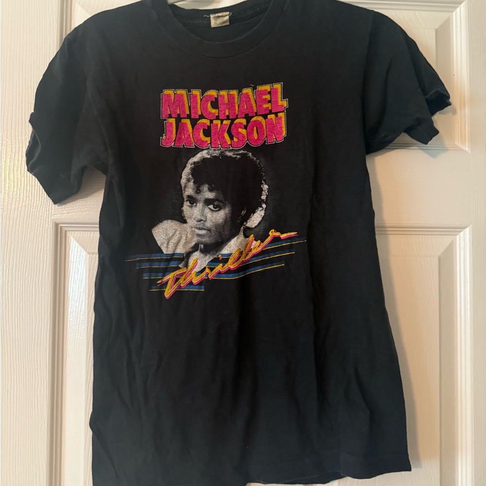 Vintage 1980s Screen Stars Black Michael Jackson Graphic Tee